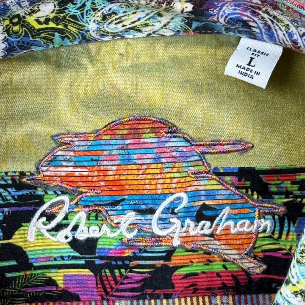 Robert Graham Button Down Shirt Mens Large Multicolor Striped Classic Fit Boho - Picture 5 of 9